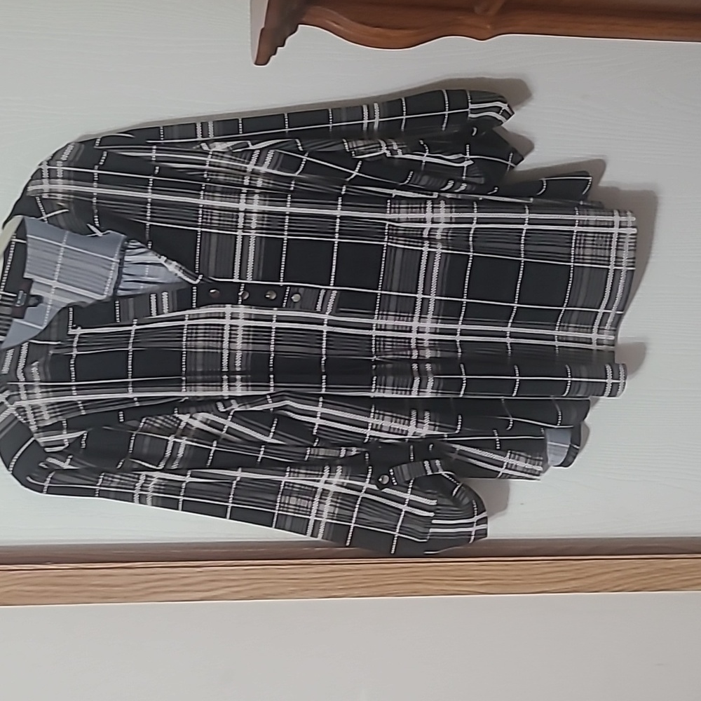 Black and white plaid blouse